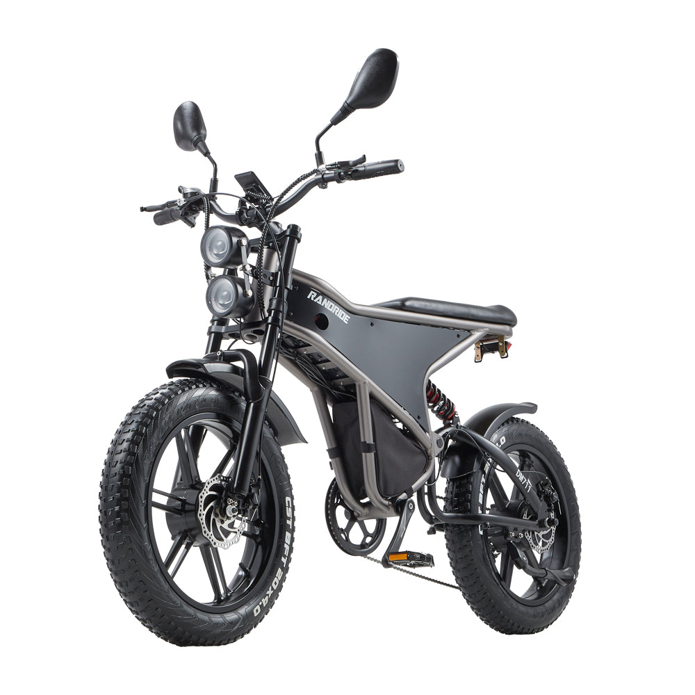 RANDRIDE DM711 20inch Electric Mountain Bike 2000W 20Ah Dual Motors Ebike with Rear Review Mirrors