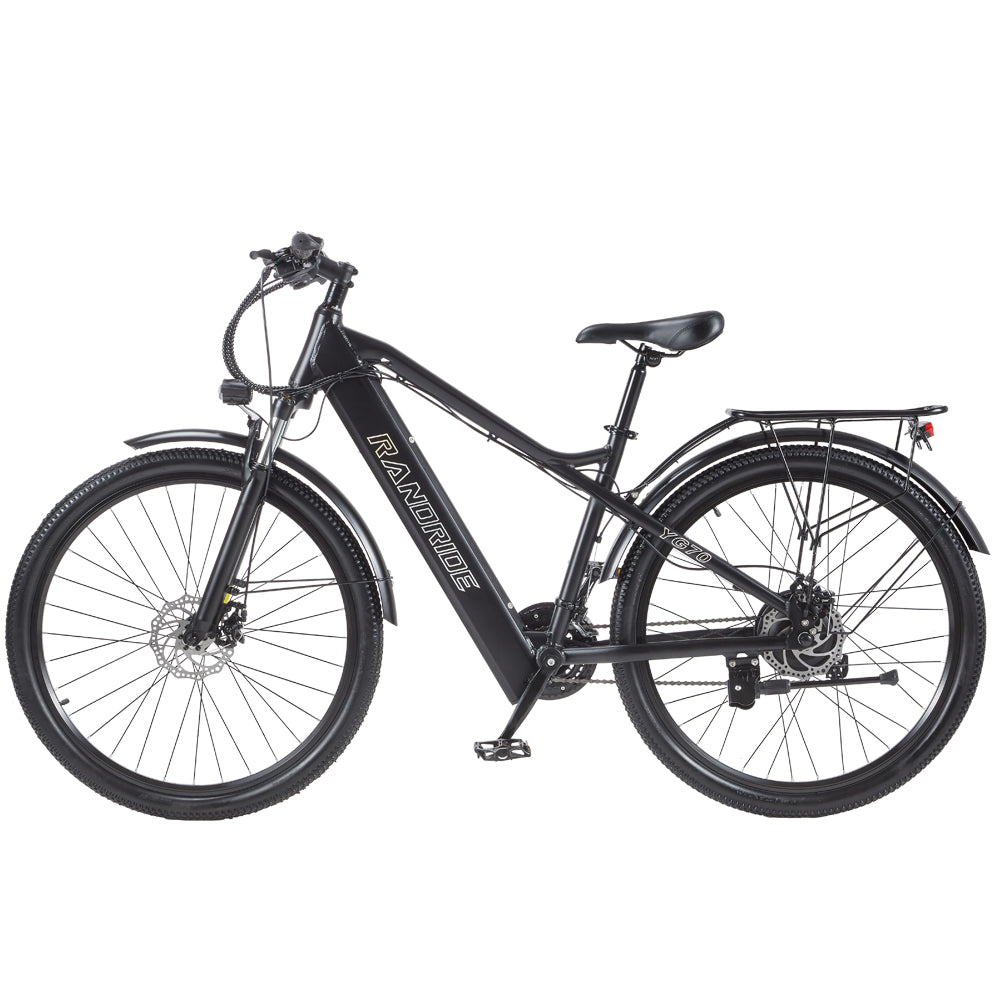 RANDRIDE YG70 27.5inch Electric City Bike 48V 14Ah Ebike with Front Fork Suspension and Rear Rack