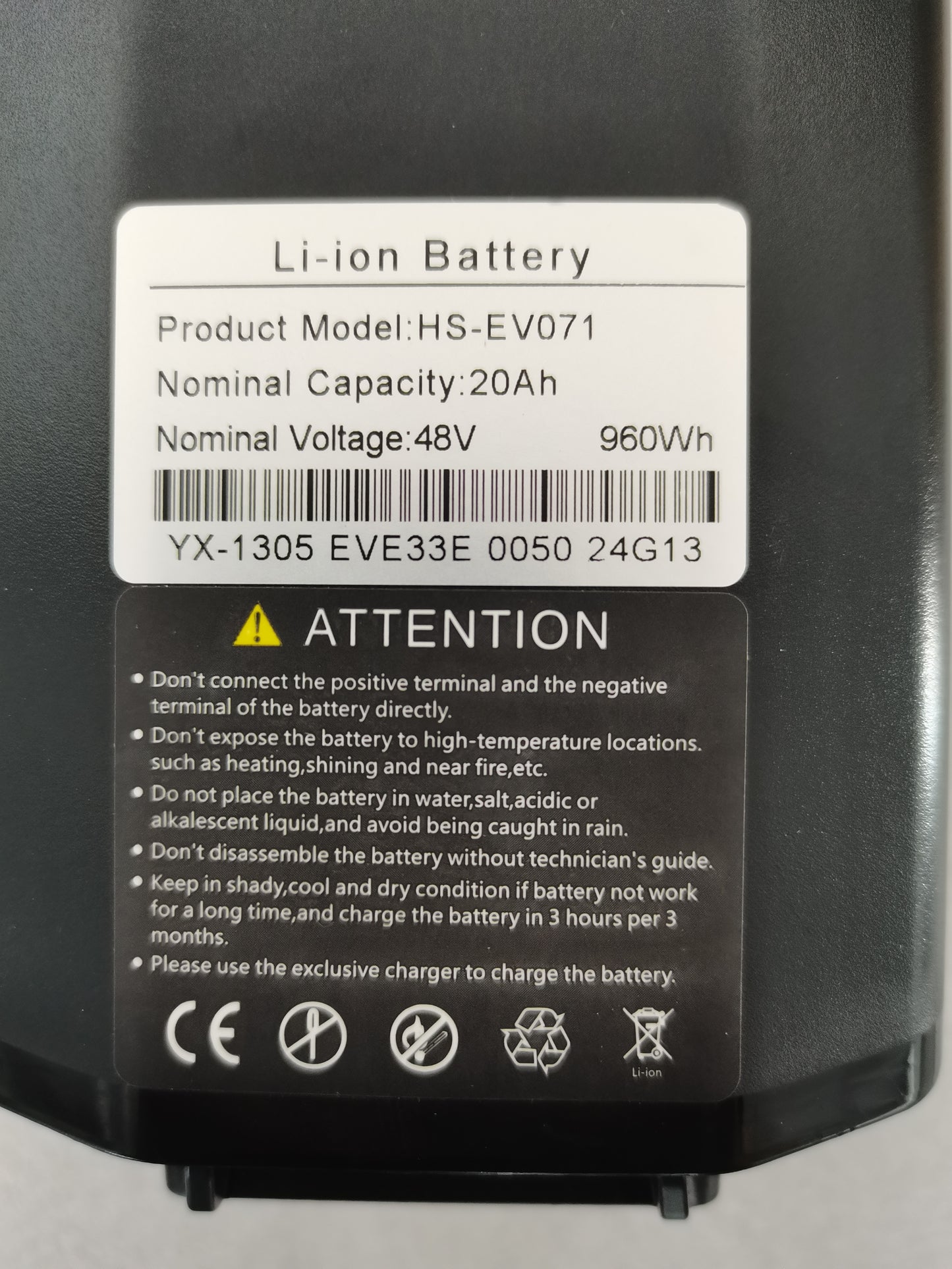 RANDRIDE YX80 Electric Bike Battery 48V 20Ah