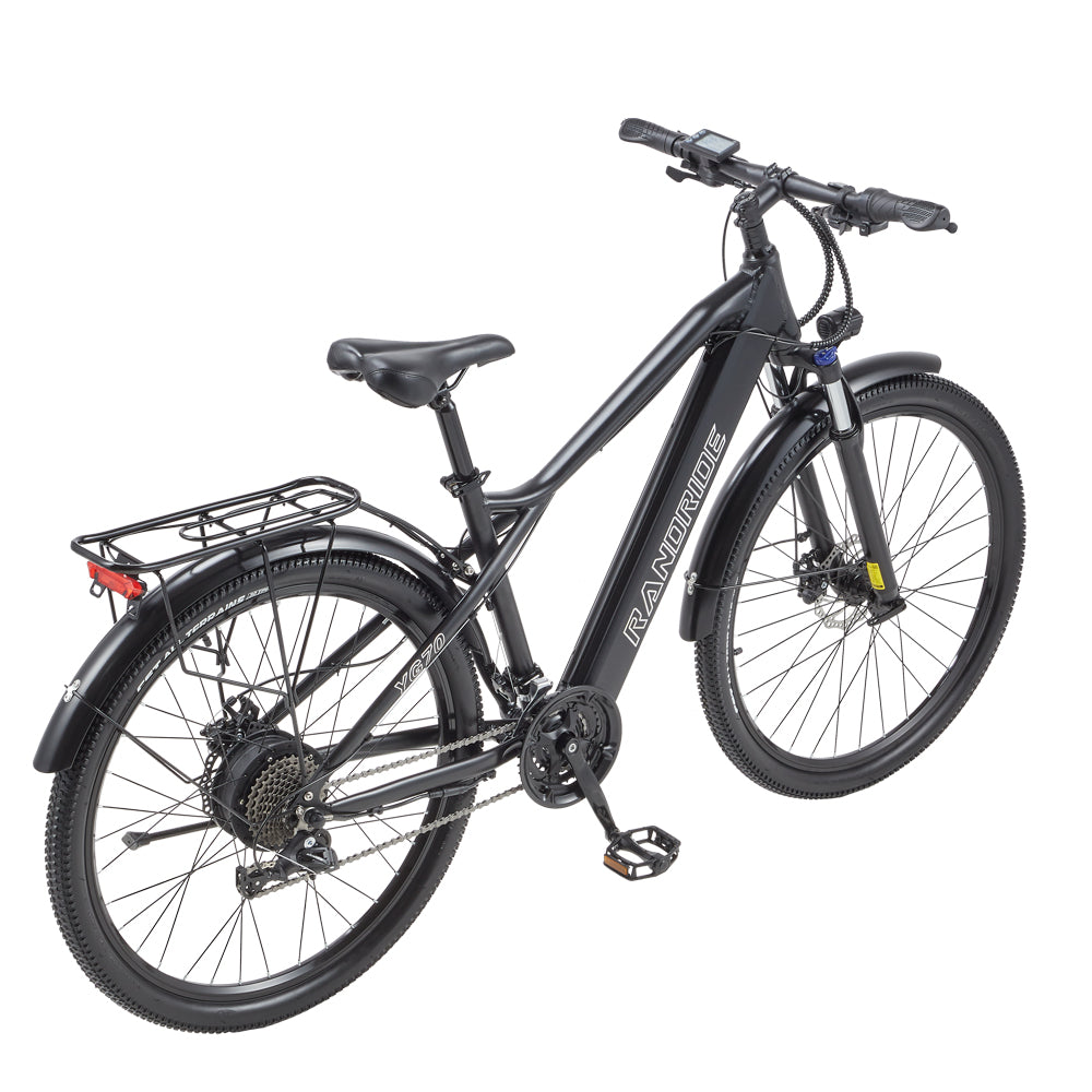 RANDRIDE YG70 27.5inch Electric City Bike 48V 14Ah Ebike with Front Fork Suspension and Rear Rack