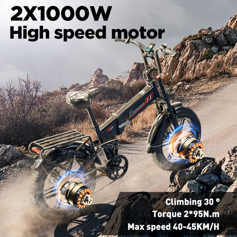 RANDRIDE YX20M PLUS Dual Motors 2000W 20Ah Folding Electric Bike with Hydraulic Brakes