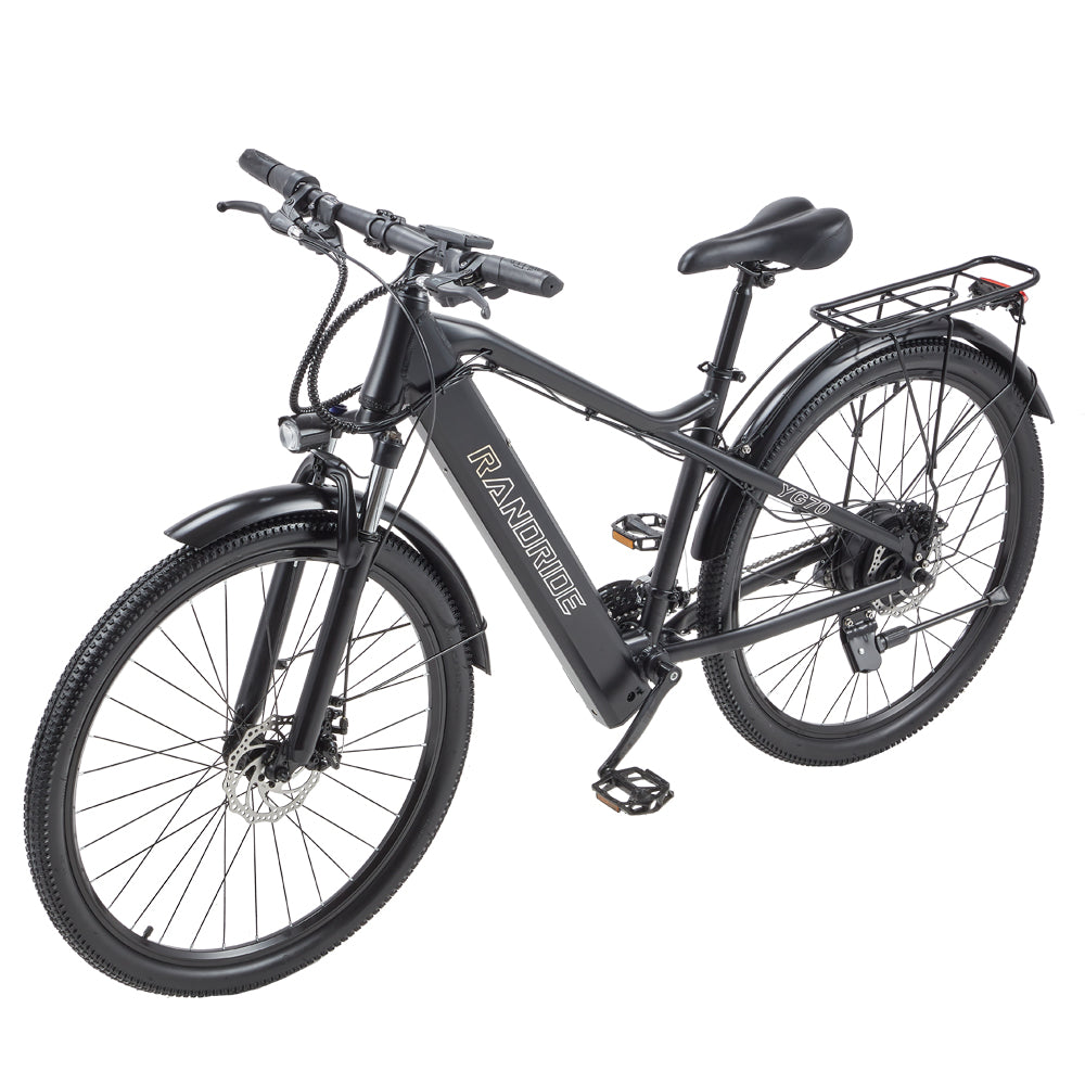 RANDRIDE YG70 27.5inch Electric City Bike 48V 14Ah Ebike with Front Fork Suspension and Rear Rack