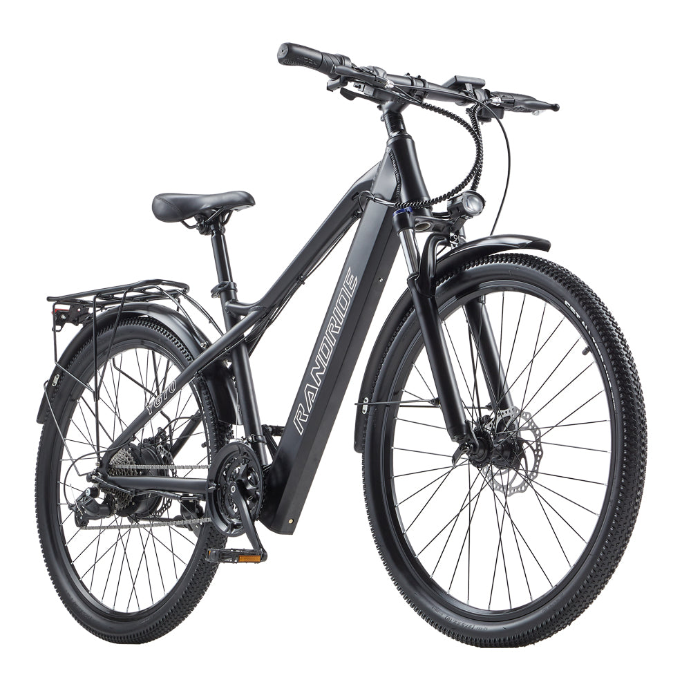 RANDRIDE YG70 27.5inch Electric City Bike 48V 14Ah Ebike with Front Fork Suspension and Rear Rack