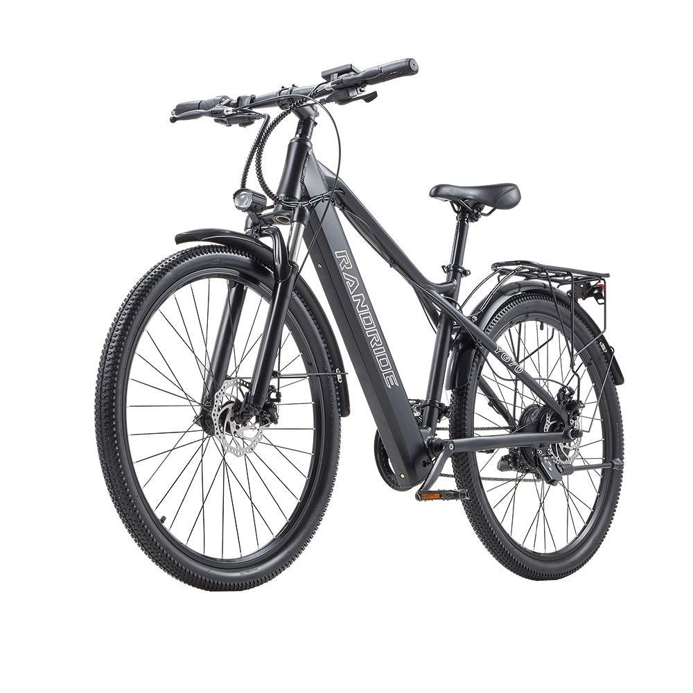 RANDRIDE YG70 27.5inch Electric City Bike 48V 14Ah Ebike with Front Fork Suspension and Rear Rack